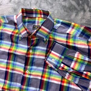 Solemare Maus Hoffman Rainbow Plaid Button Down Shirt Mens Large Italy